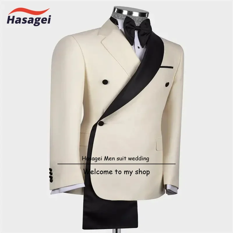 Khaki Men\'s Wedding Suit 2 Piece Groom Tuxedo Jacket Pants Fashion Design Formal Party Blazer Custom Clothes