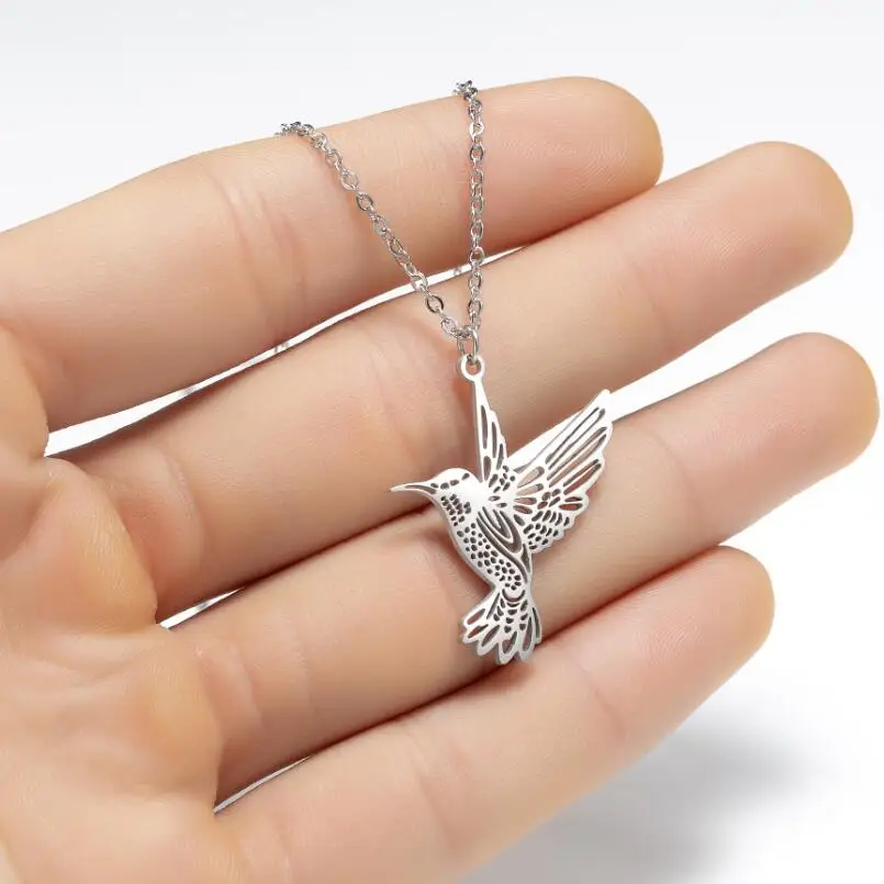 Necklace Stainless Steel Hummingbird Woman Trend 2024 Clavicle Chain Necklace Choker Desinger Charms Pendant Collier Femme