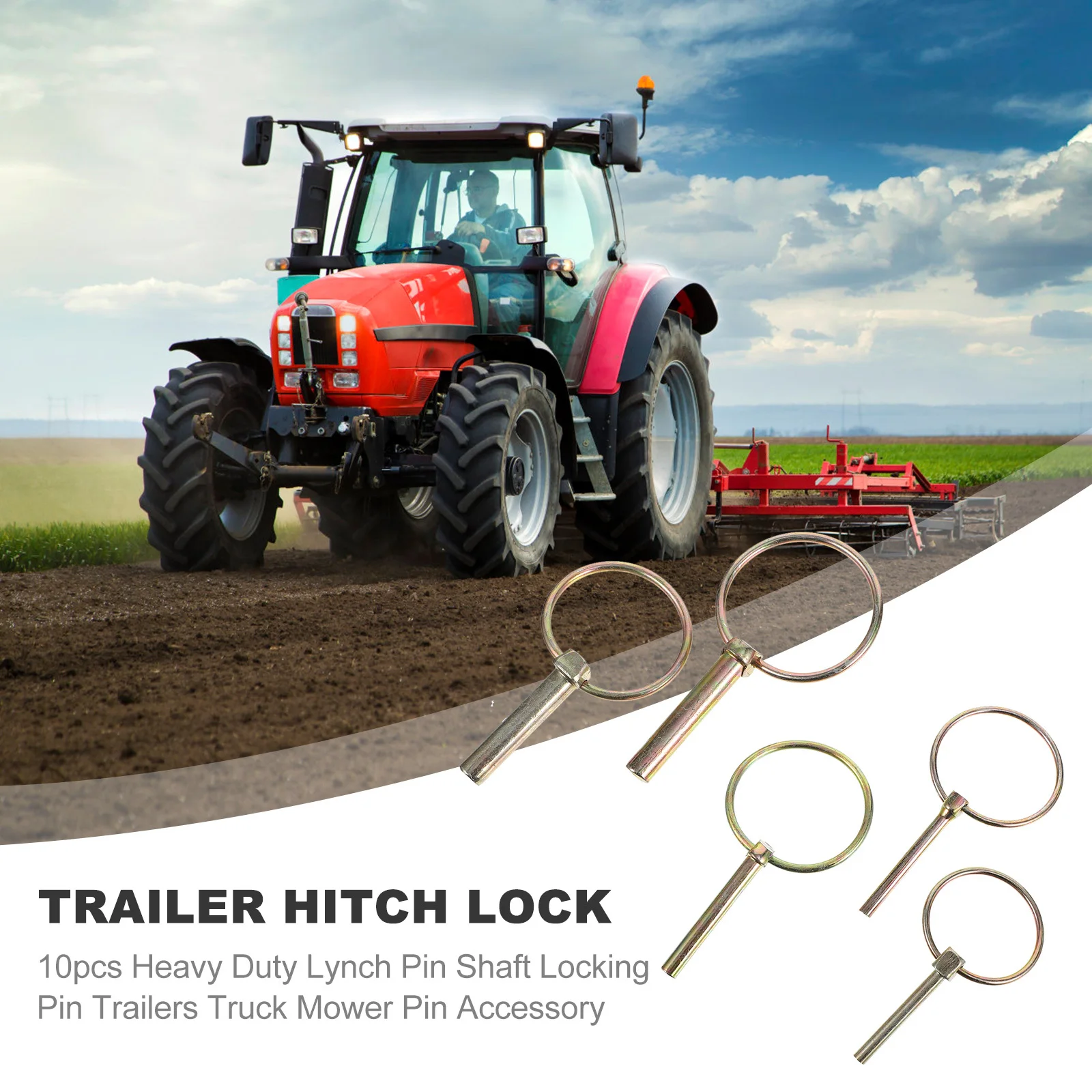 10 قطعة قفل أمان دبوس الزنك مطلي الكربون الصلب الثقيلة ل وصلة مقطورة جرارات زراعية جزازة الشاحنات الربيع تحميل رمح
