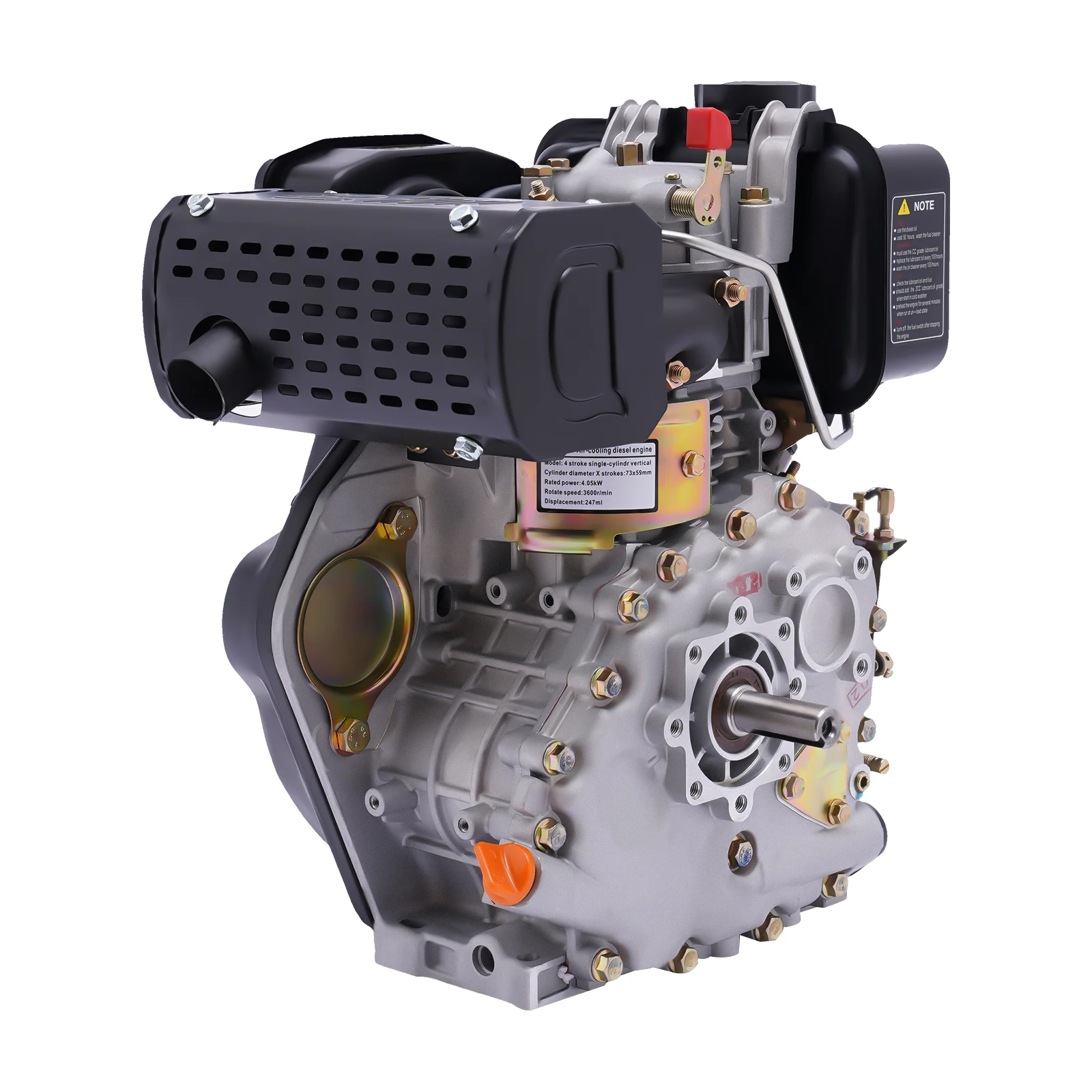 3.6KW 4 Stroke 5HP Air-cooled Diesel Engine Single Cylinder Fuel Engine Motor, Air-cooled Diesel Engine