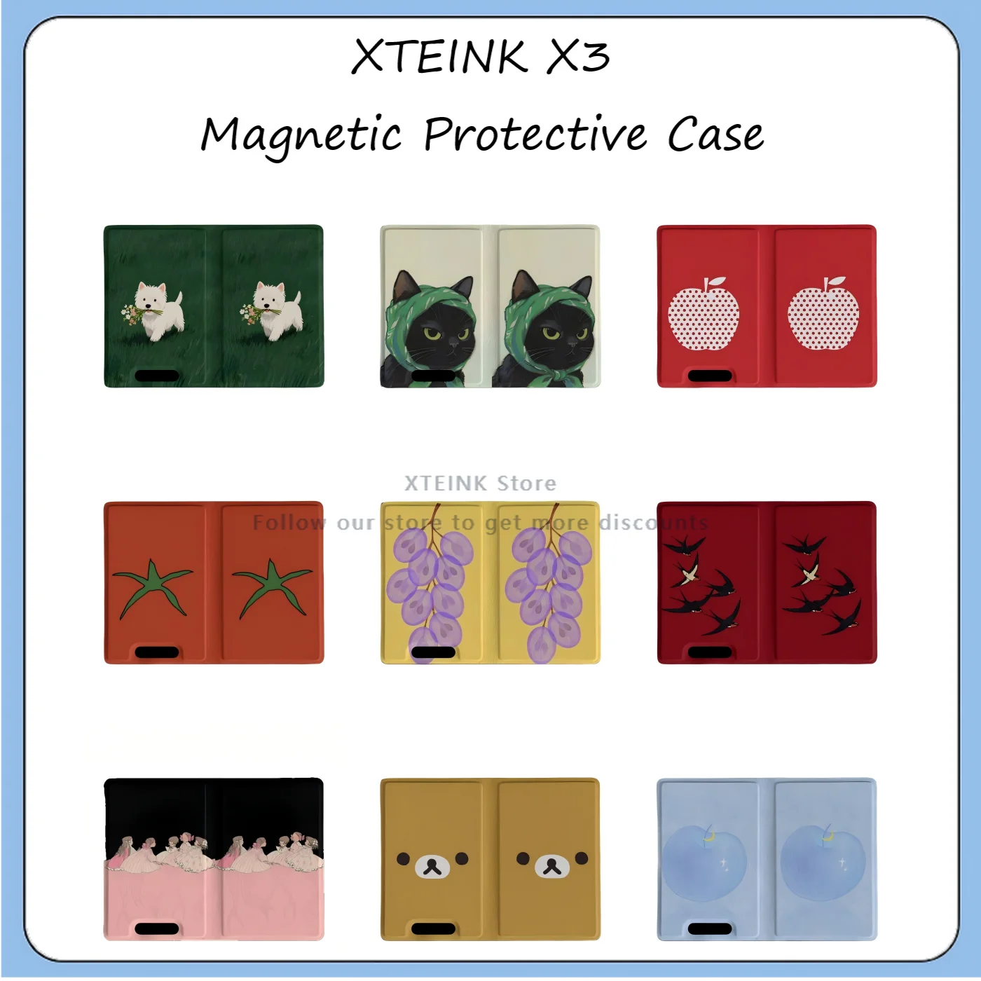 Cellophane Wrap Clear - XTEINK X3 E-Ink電子書籍リーダー用磁気保護フォリオケース、完全に包み込むインナーシェル、強力なマグネット、Eペーパースリーブ、クリアギフト
