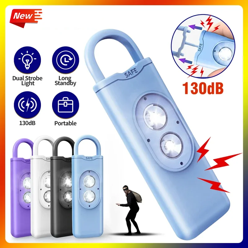 

Сигнализация самообороны 130 дБ светодиодная подсветка анти-волк оповещение для девочек и женщин носить крик громкая сигнализация паники аварийная сигнализация брелок