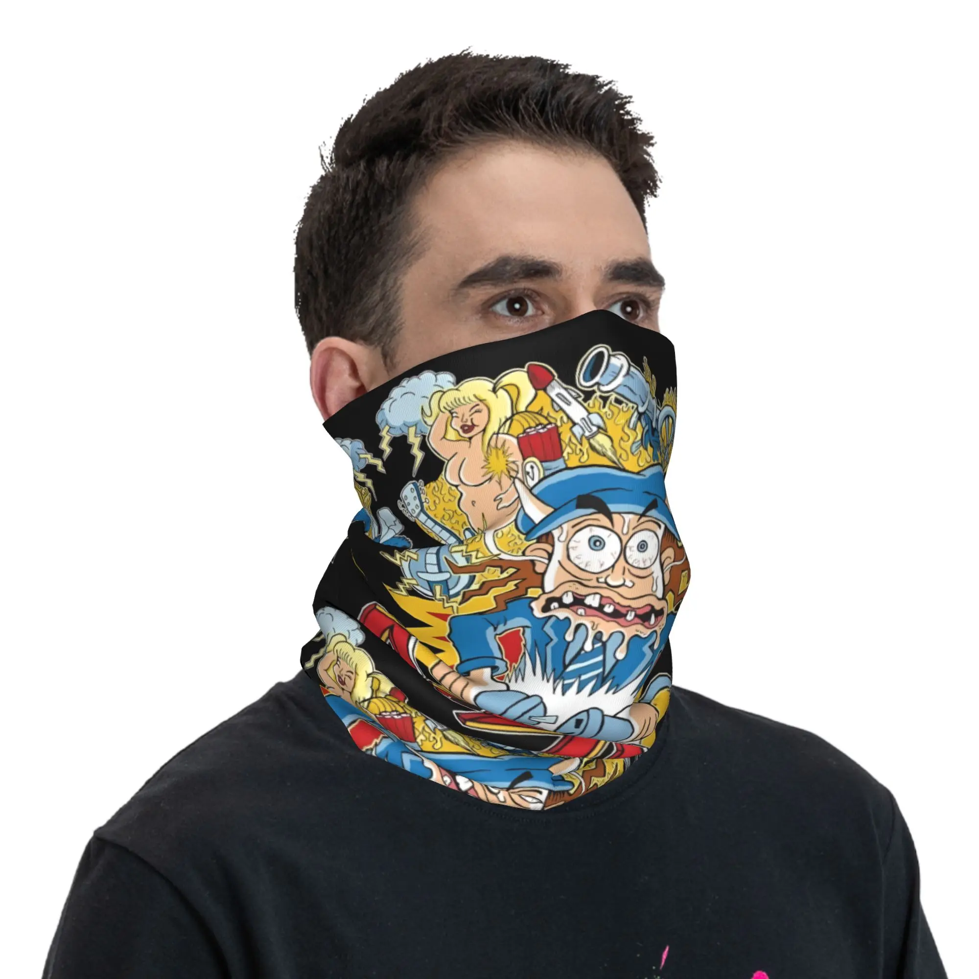 مخصص التيار المتناوب تيار مستمر المعادن الثقيلة الكلاسيكية الرقبة الجراب الرجال النساء يندبروف الشتاء الكرتون باندانا وشاح لركوب الدراجات