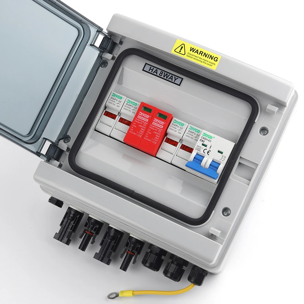 

500V 2 In 1 Out Solar Photovoltaic PV Combiner Box Lightning Protection DC Fuse MCB SPD Outdoor Wall-mounted IP65 Waterproof Box