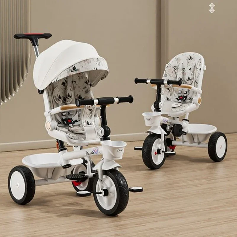Premium-Baby-Dreirad, 1–6 Jahre alt, für Kinder, Eltern, Push-Griff, großer Sitz, verstellbares Baldachin, Sicherheitsgurt, Fahrt, Outdoor, Kinderwagen, Fahrrad