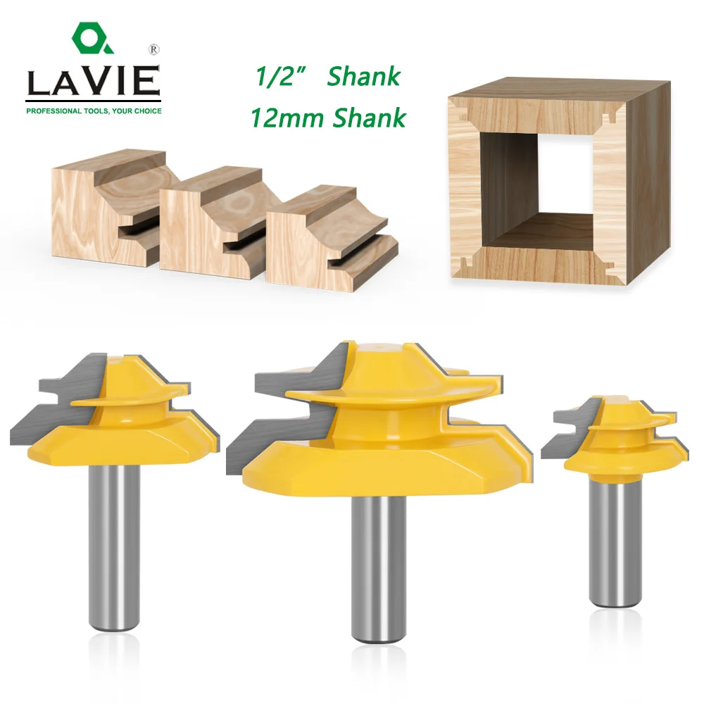 12 1/2 Handle 45-degree Tenon Cutter Three-piece Woodworking Milling Cutter With split-plate Cutter Line Cutter Right Angle Cutt