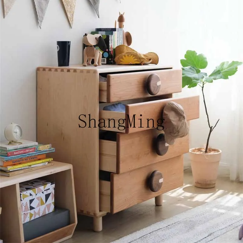 SM madeira maciça quatro baldes cinco baldes botão de armazenamento gaveta armário móveis armário lateral