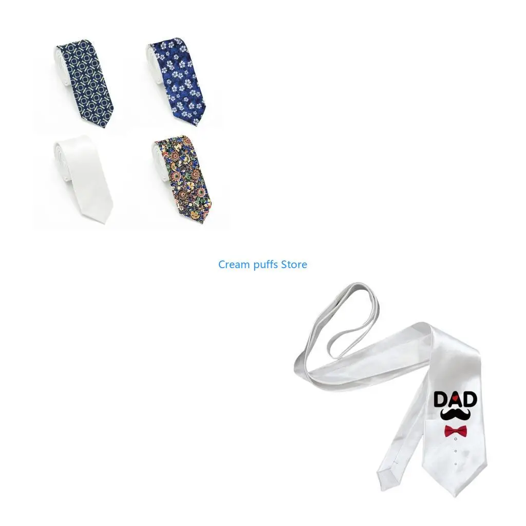 

50LE мужской пустой сублимационный галстук сплошной цвет белый DIY теплопередача полиэстер шелковистый галстук для официальной