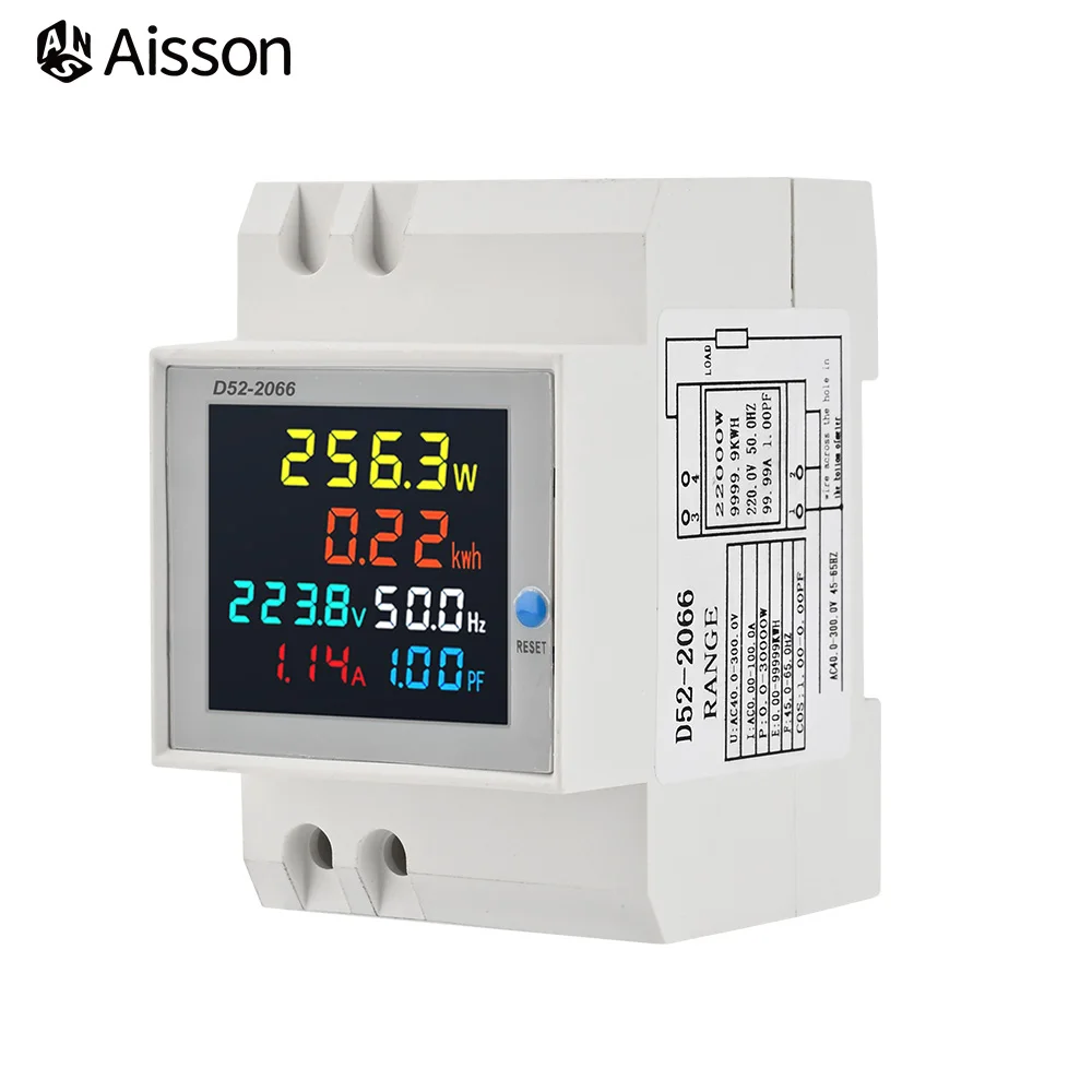 Din Rail AC Monitor napięcie prądu współczynnika mocy aktywnego miernik częstotliwości energii elektrycznej KWH 110V 220V 380V 100A wolt AMP