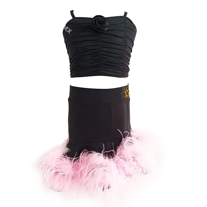 ชุดเต้นรำมูลาดินนกกระจอกเทศคุณภาพสูง เนื้อผ้ามันเงา ยืดหยุ่นพิเศษ สำหรับฝึกซ้อมและเรียนเต้น