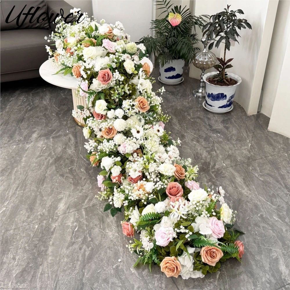 Uflower روز زهرة الكوبية صف ديكور الزفاف خلفية قوس مأدبة الجدول عداء ترتيب الأزهار نافذة عرض الحدث الدعائم