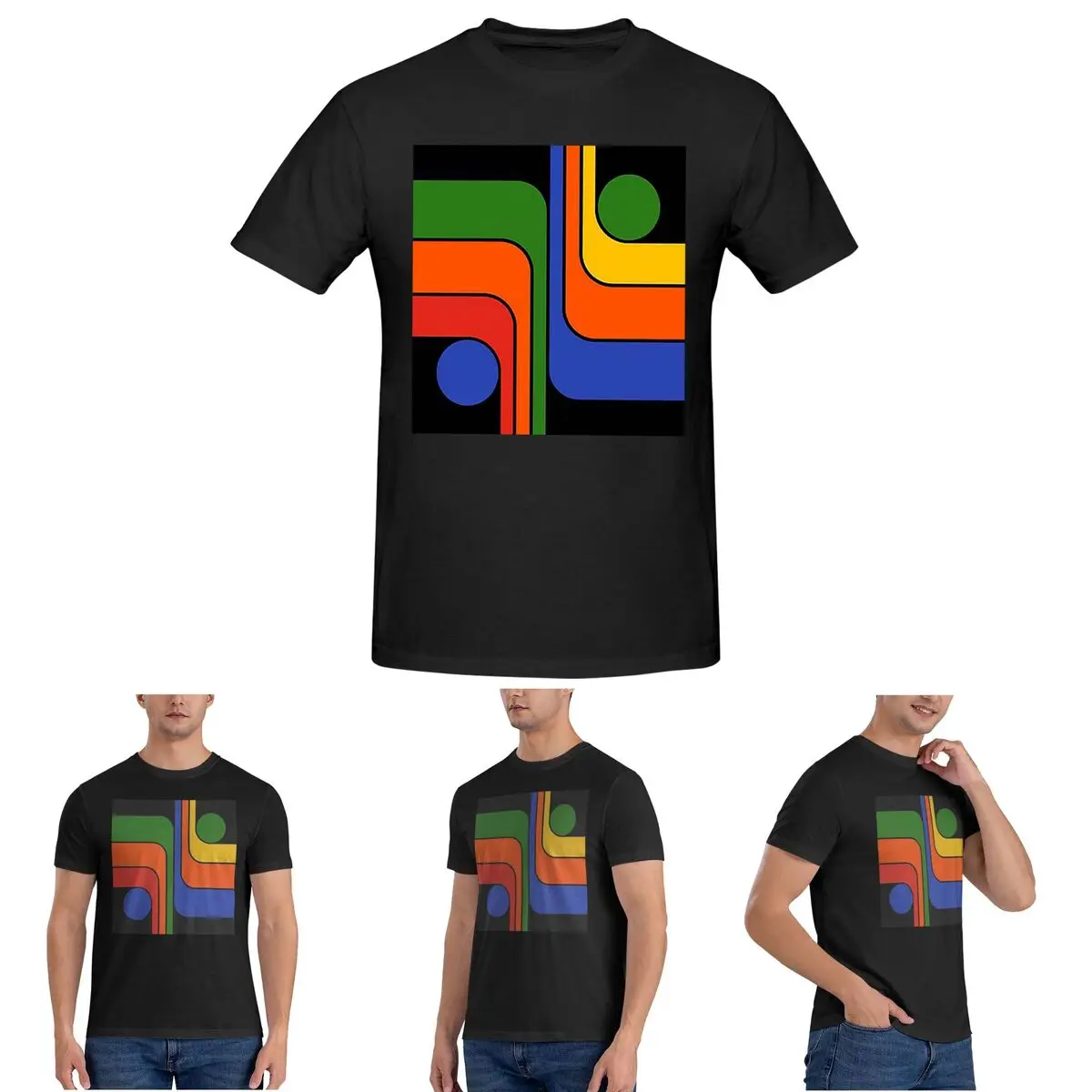 

Мужская футболка с геометрическим дизайном в стиле ретро 647, хлопковые футболки больших размеров, мужские футболки с коротким круглым вырезом, летняя одежда, топы S-6XL