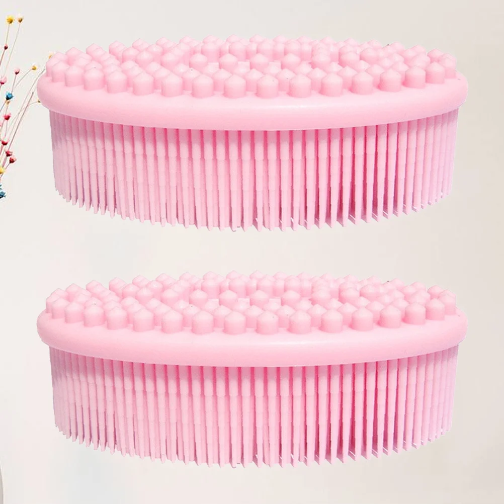 2 قطعة فرشاة استحمام للتدليك من السيليكون رشاقته نقطة مستديرة الجانب إزالة الجلد الميت فرشاة استحمام للسفر المنزلي #3