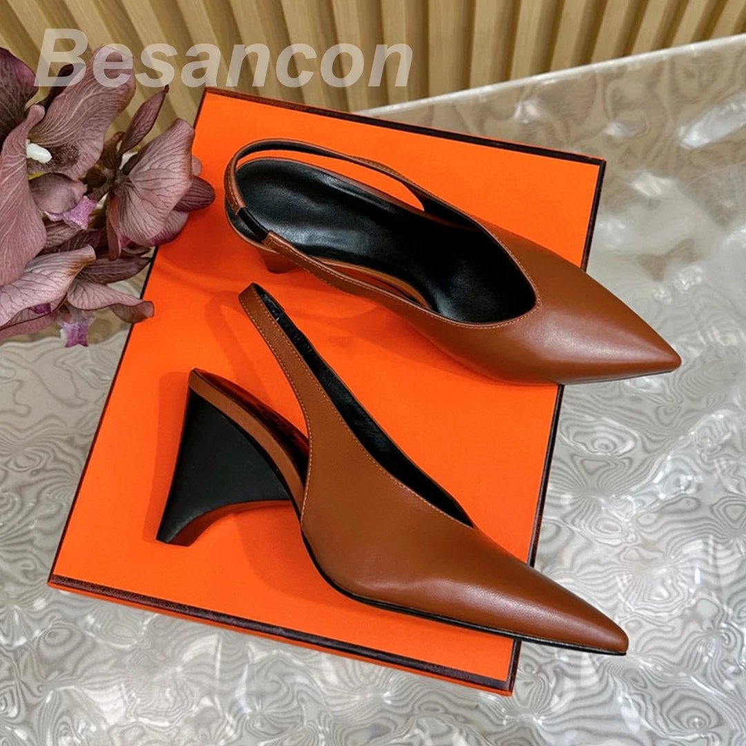 

Basancon 2025 Spring Summer New models Women's heeled sandals High heels Simple Designer Styles Leather Shoes Top quality