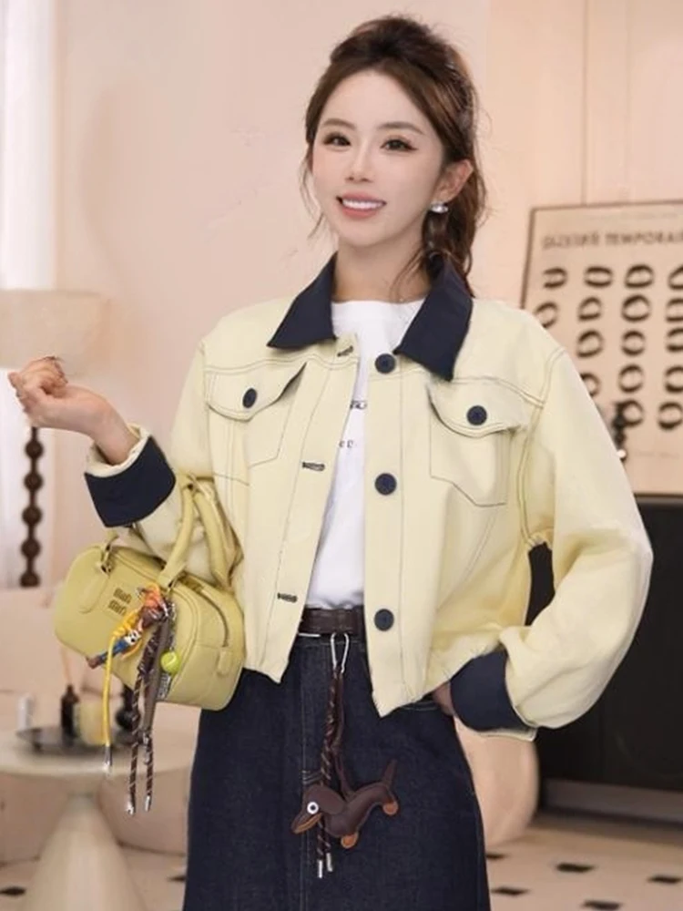 Faionable ort Abbigliamento da lavoro Jaet da donna Loose Fit Color Blo Versatile Top coreano Sle Autunno Nuovo arrivo Taglia piccola