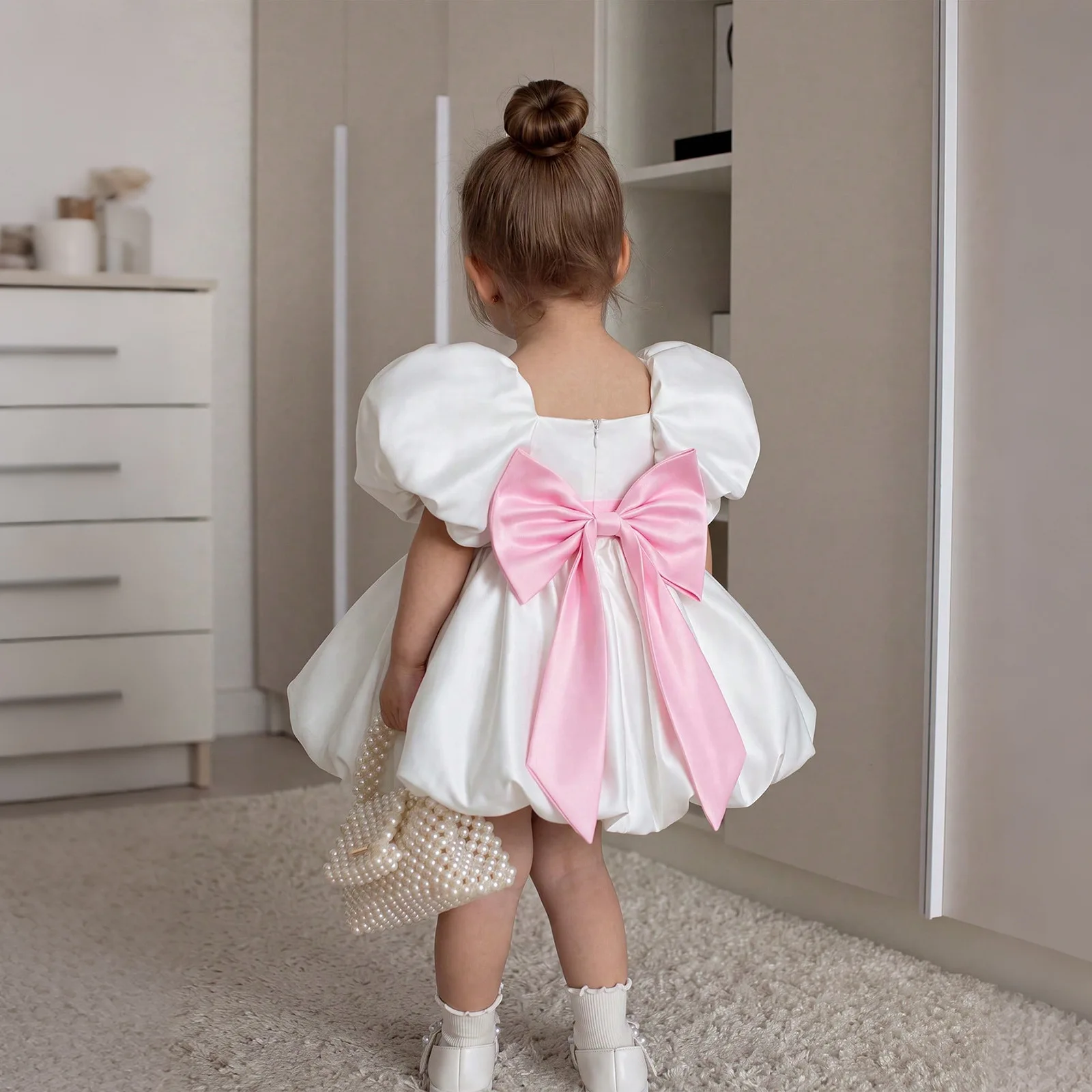 Little Girl Birthday Dress Bubble Sleeves Foreign Style Festival Dinner Performance party dresses Clothing
