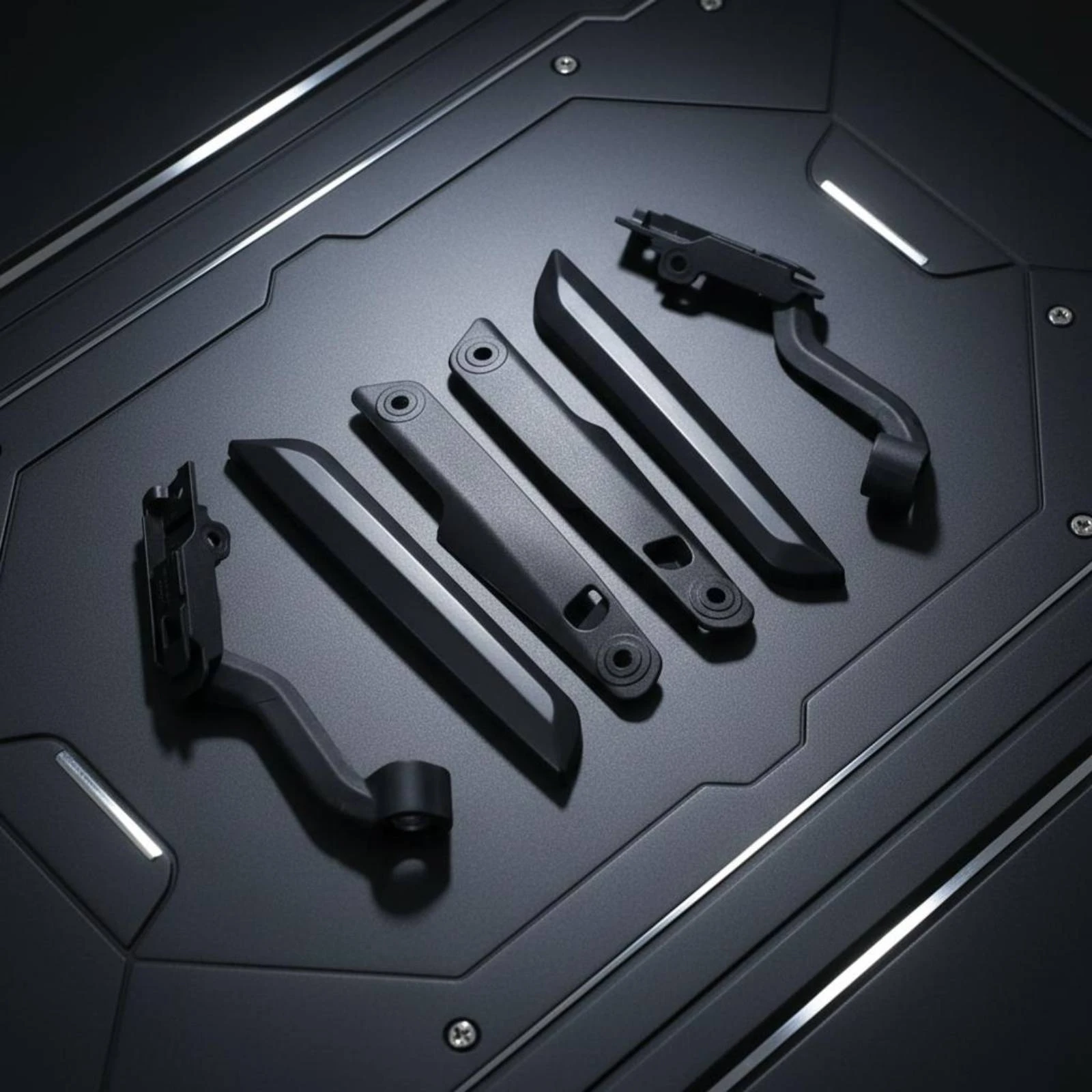 6 Pieces Matte Black Trim Strips Cutouts Molded Hole Trim Kit Windshield Cover Kit
