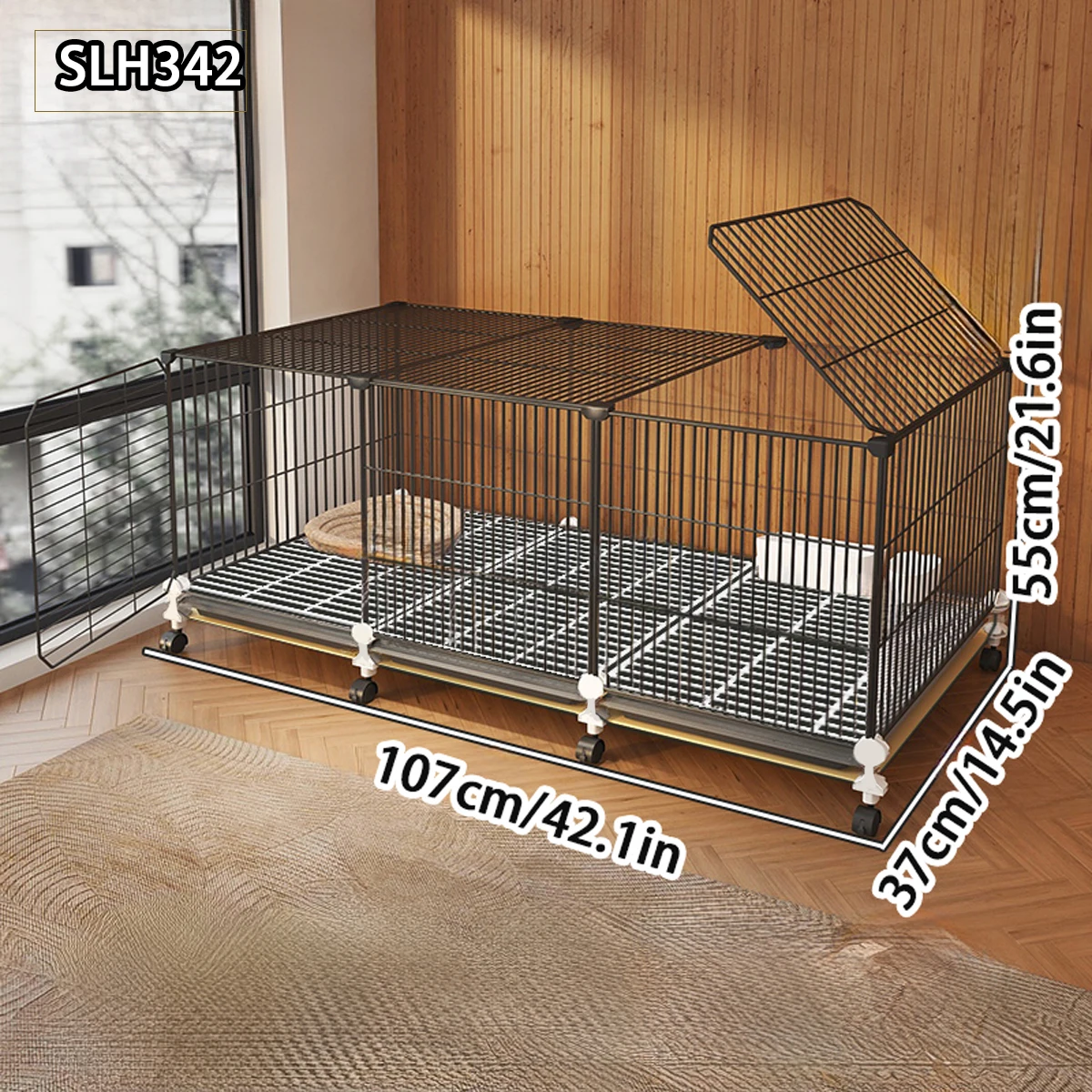 قفص أرنب داخلي كبير مع مرحاض وتنظيف النفايات التلقائي للاستخدام المنزلي، ومناسب أيضًا لخنازير غينيا والحيوانات الصغيرة الأخرى #1