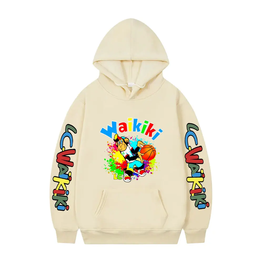 An Lc Waikiki Monkey Playing Basketball Hoodie Men Women High Quality Fleece Cotton Sportswear Male Cartoon Oversized Hoodies