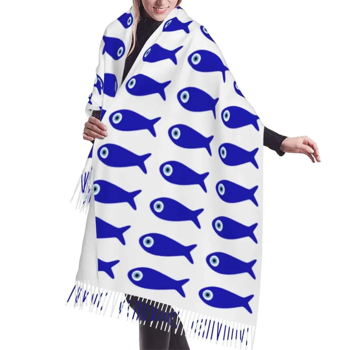 Customized Printed Evil Eye Turkish Amulet Fatima Scarf Women Men Winter Fall Warm Scarves Fashion Versatile Female Shawl Wrap