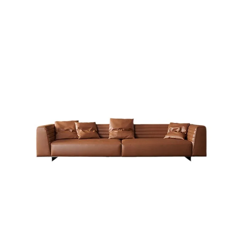 

Italian, minimalist, leather, sofa, simple luxury, straight row, combination, living room, corner