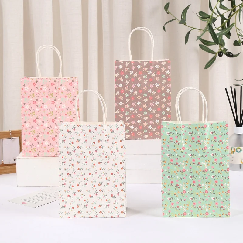 10pcs Rustic Kraft Paper Handbag Birthday Gift Gift Packaging Bag Punching Bag