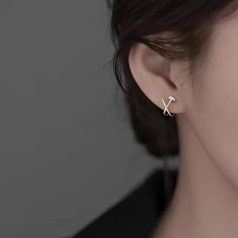 Einfache geometrische Kreuzung Nagel Ohrstecker modische zierliche Ohrringe für Frauen Mädchen Party Hochzeit Schmuck Geschenke – Detail 5
