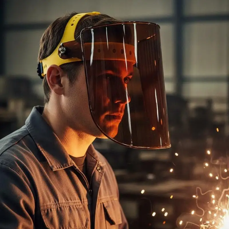 Anti-Glare UV Blocking Full Face Welding Grinding Shield Anti Tinted Lens Adjustable Headband For Industrial Work Daily Use