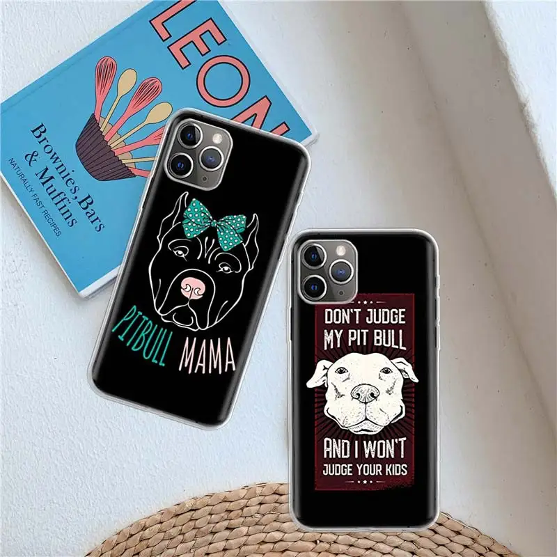 Pit Bull Lovely Pet Dog Pitbull Clear Case For iPhone 11 13 14 Pro 15 Pro Max 12 Mini 16 XR X XS Max 7 8 Plus Funda C