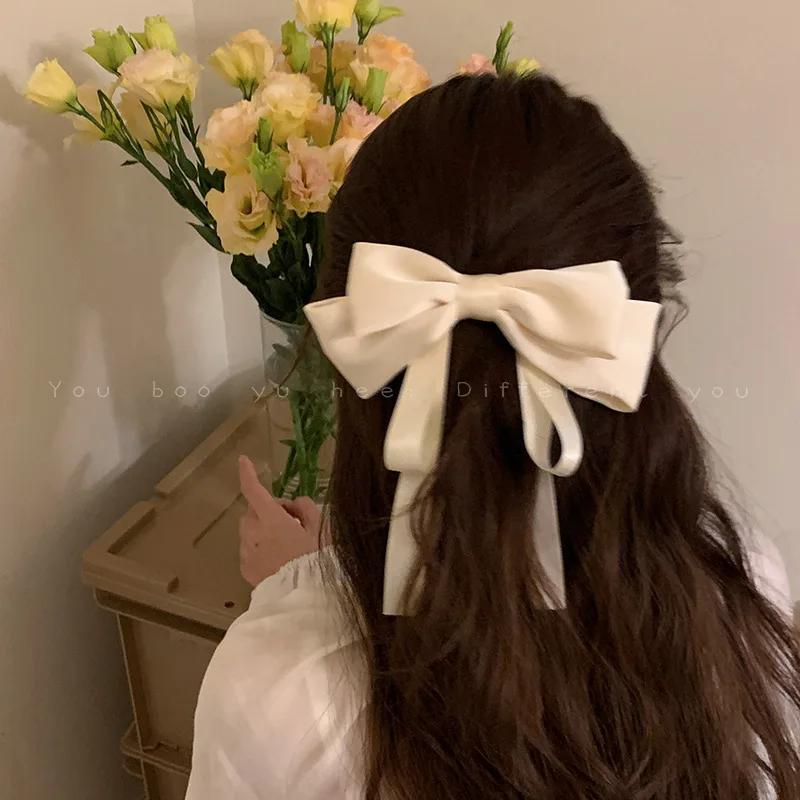 1pc Ribbon bow hair clip, women's high-end hair clip, super fairy headpiece, elegant clip hair accessory at the back of the head