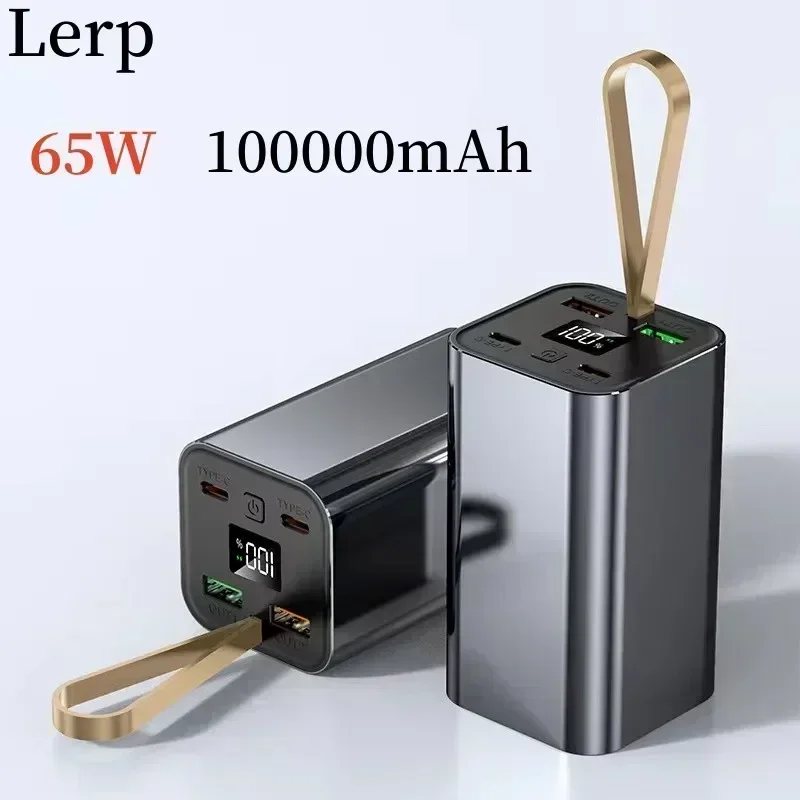 Fast Charging Power Pack, 65W Laptop Charger, 100000mAh, Aluminum Alloy, DC Port, Mobile Power Supply lerp18