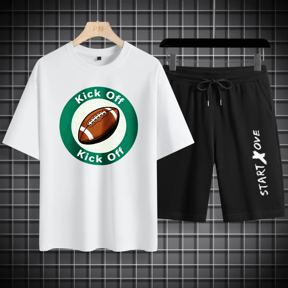 

Мужские комплекты футболок, модный летний дышащий костюм для мужчин, спортивный костюм с короткими рукавами + шорты, капельная одежда из полиэстера