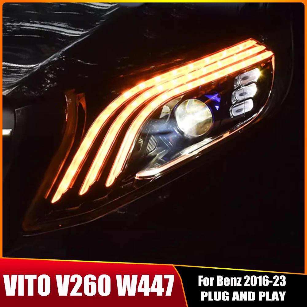 

Headlight Assembly For Mercedes Benz VITO V-Class 2016-2023 Retrofit Maybach LED DRL Front Light Yellow Flow Turn V260 W447