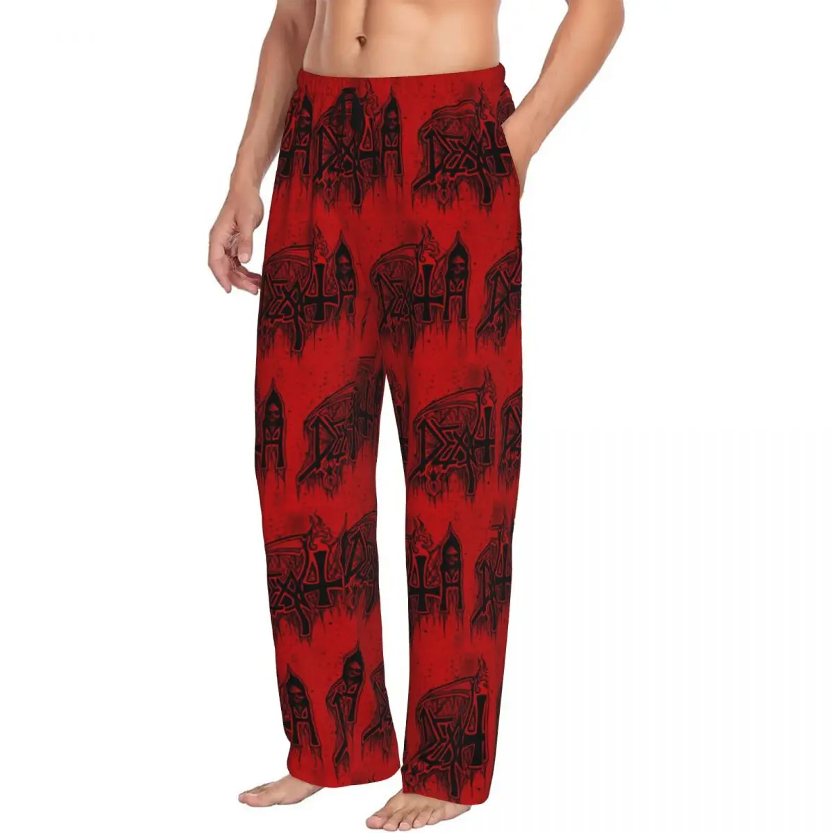 Custom D-Deathes Metal Brand Pajama Pants Sleepwear Men Elastic Waistband Sleep Lounge Bottoms with Pockets