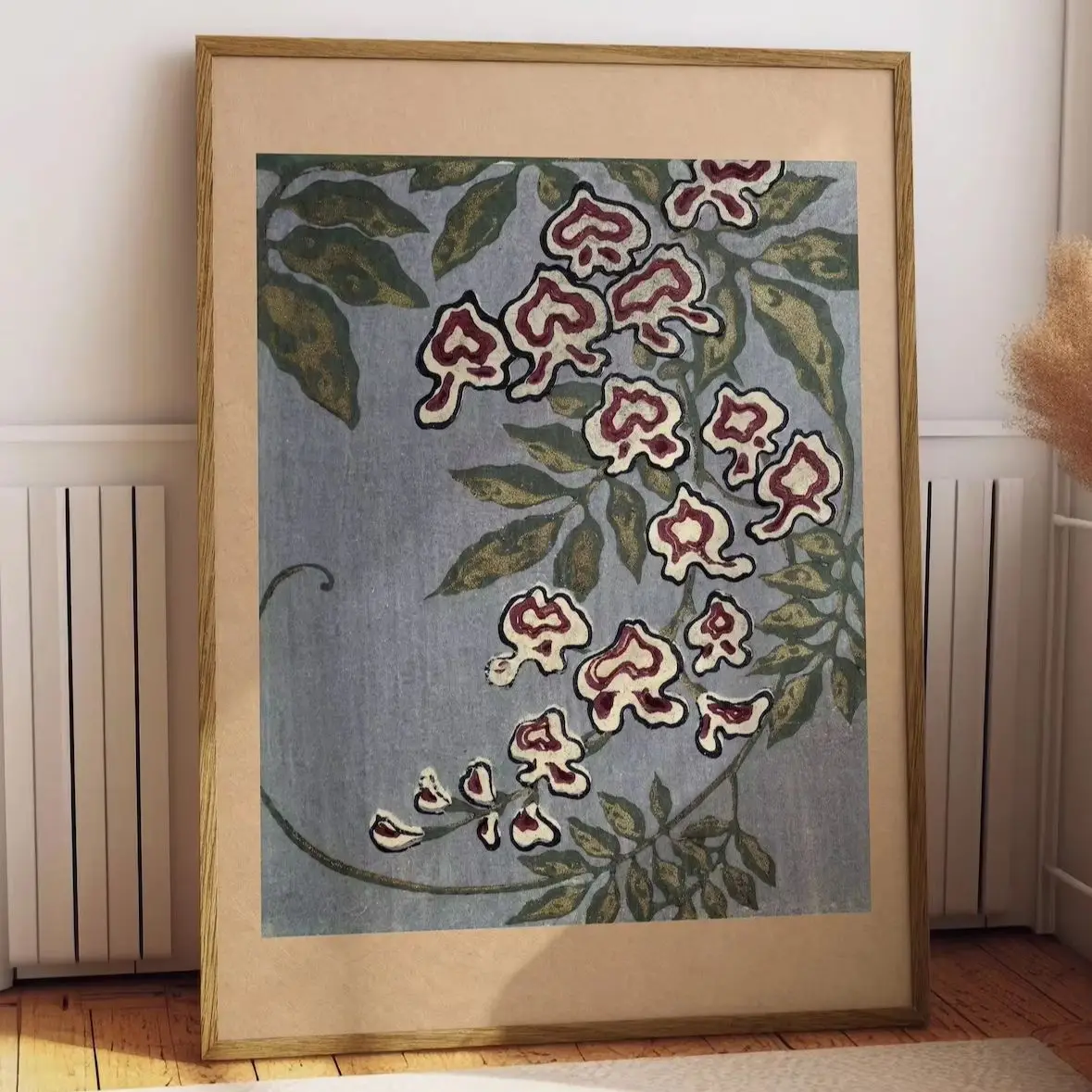 Vintage Japanese Floral Print, Antique Wisteria Botanical Wall Art, High‑Grade Home Decoration Artwork for Bedroom, Living Room