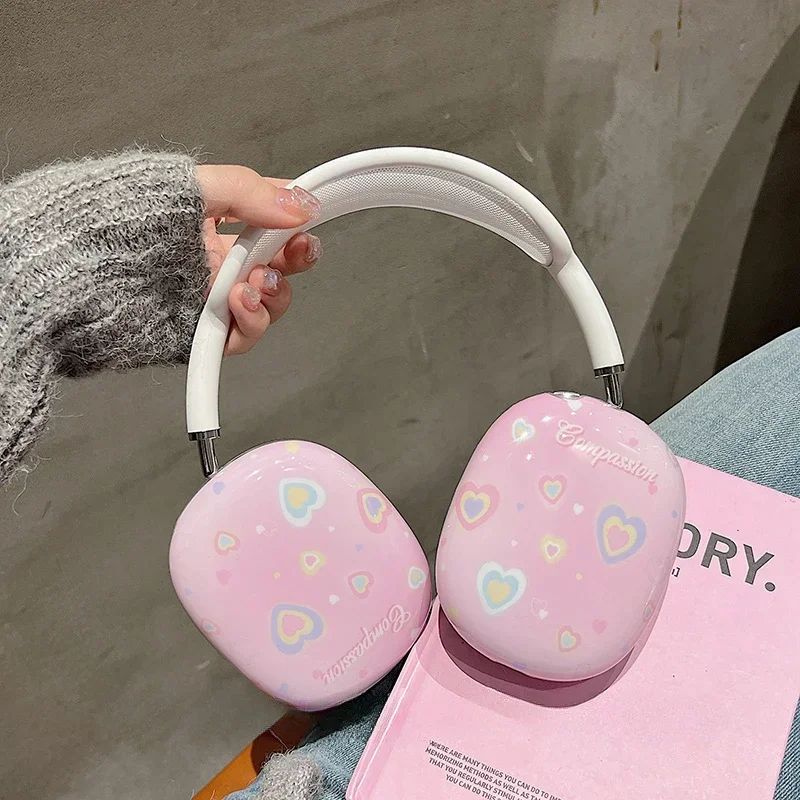 Y2K Airpods Max Headphones Case Cover Cute Heart Customized Airpods Cases Fashion Pink Headphones Accessories Decoration Gifts