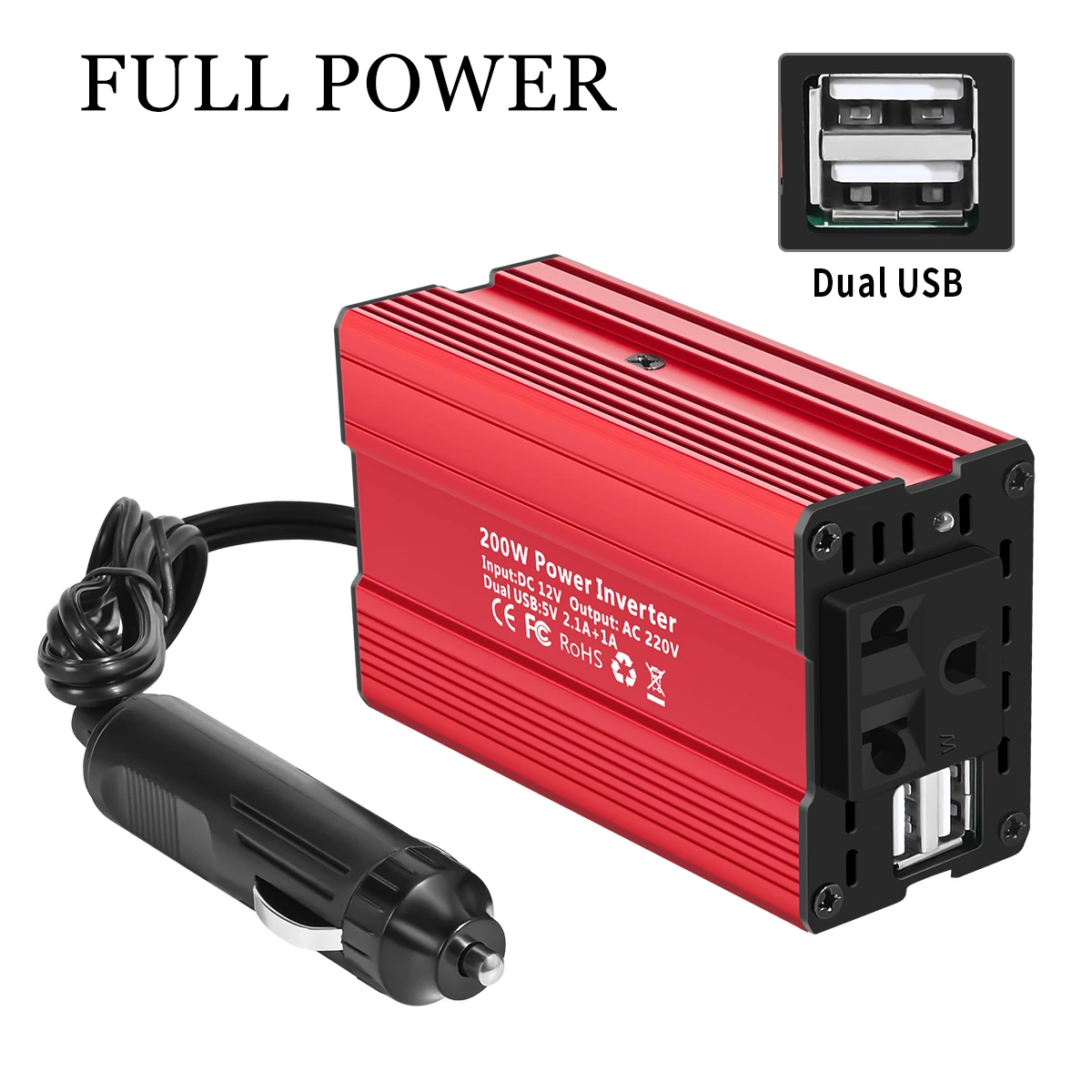 500 واط 1500 واط 4000 واط عاكس الطاقة تيار مستمر 12 فولت إلى التيار المتناوب 220 فولت الاتحاد الأوروبي التوصيل مع USB-C QC3.0 مروحة التبريد للاستخدام المنزلي للسيارة #3