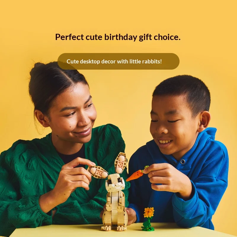 LEGO 31162 Niedliches Kaninchen, 3-in-1-Serie, Kinderblockspielzeug, Weihnachtsgeschenk