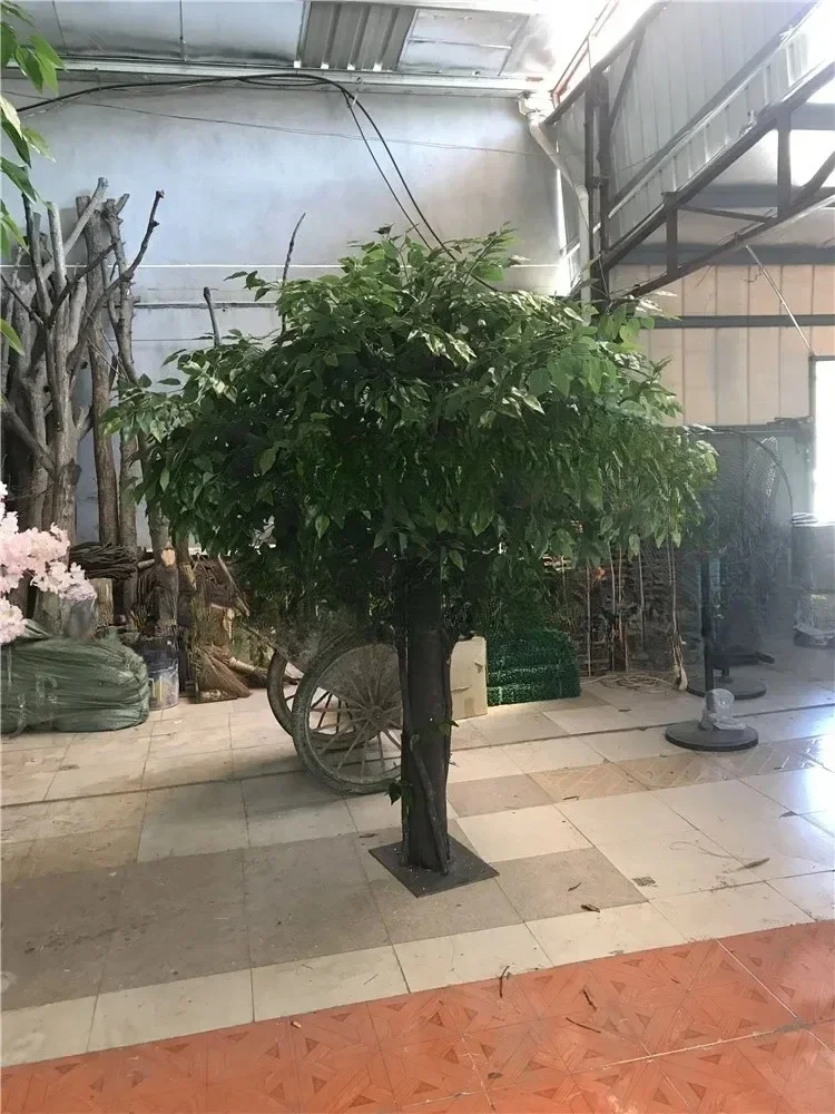 Y Simulation d'arbre faux arbres Simulation Banyan arbre grande plante salon Pachira Macrocarpa coffre en bois massif décoration Cu