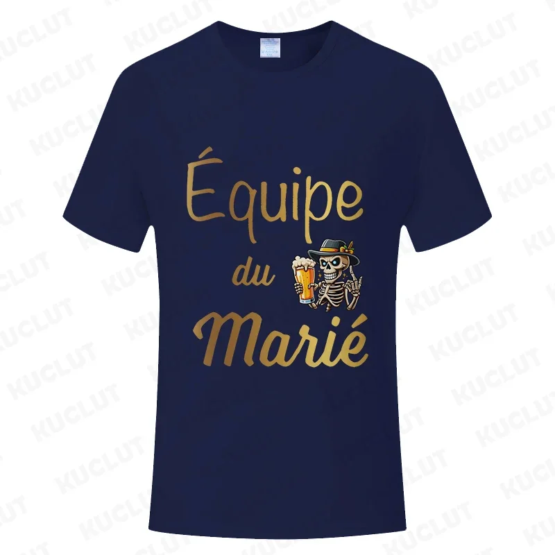 Evg Futur Marié Team Groom Squad Best Man T Shirt da uomo Single Farewell Tees Bachelor Party Maglietta Matrimonio Birra Scheletro Top