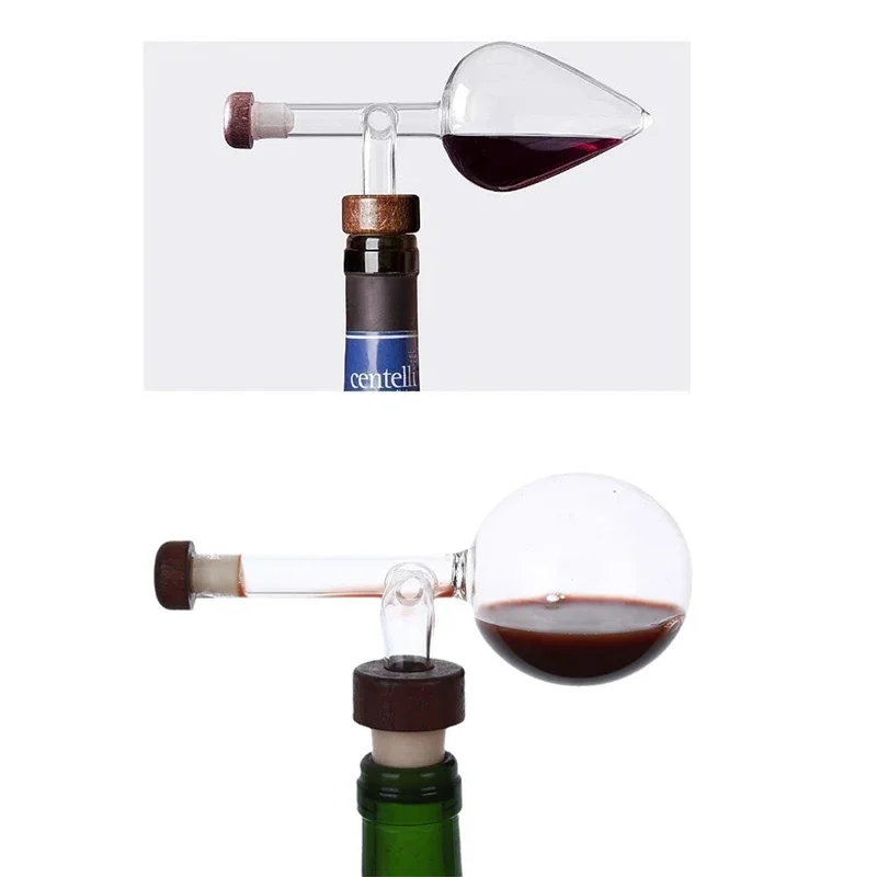 Red Wine Aerator Transparent Round/Peach Shaped Wine Bottle Portable Pourer & Quick Decanter Spout Glass Sobering Device