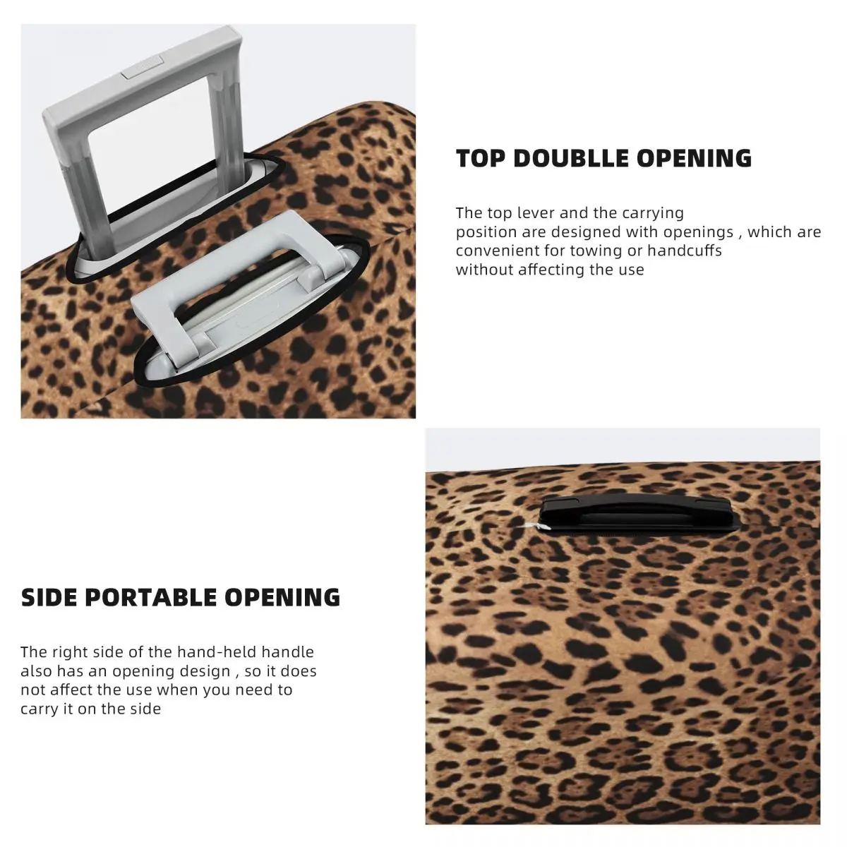 Custom Leopard Print Travel Luggage Cover Elastic Animal Skin Suitcase Cover Protector Fit 18-32 Inch