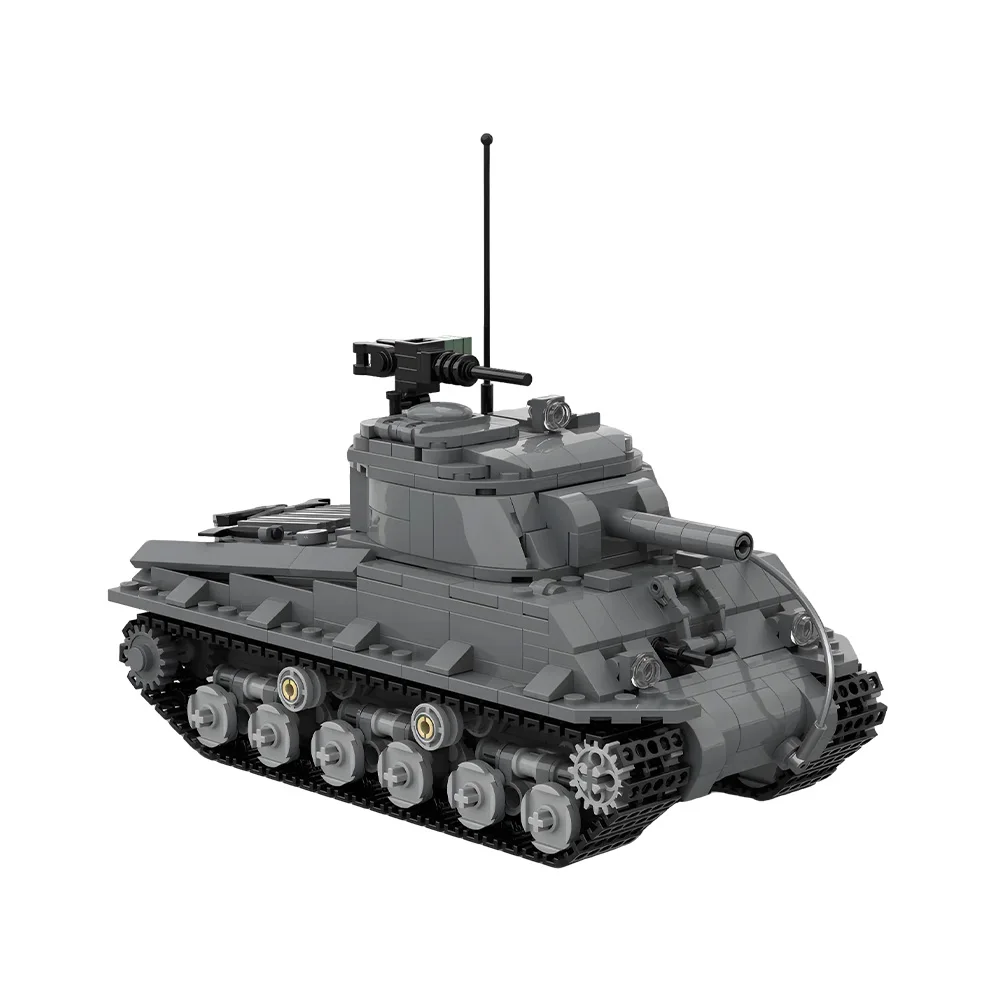 MOC Sherman M4A3 Tank Building Blocks Model WWII Military Sherman M4A3 Tank Bricks Assembly Educational Toys Kids Birthday Gifts