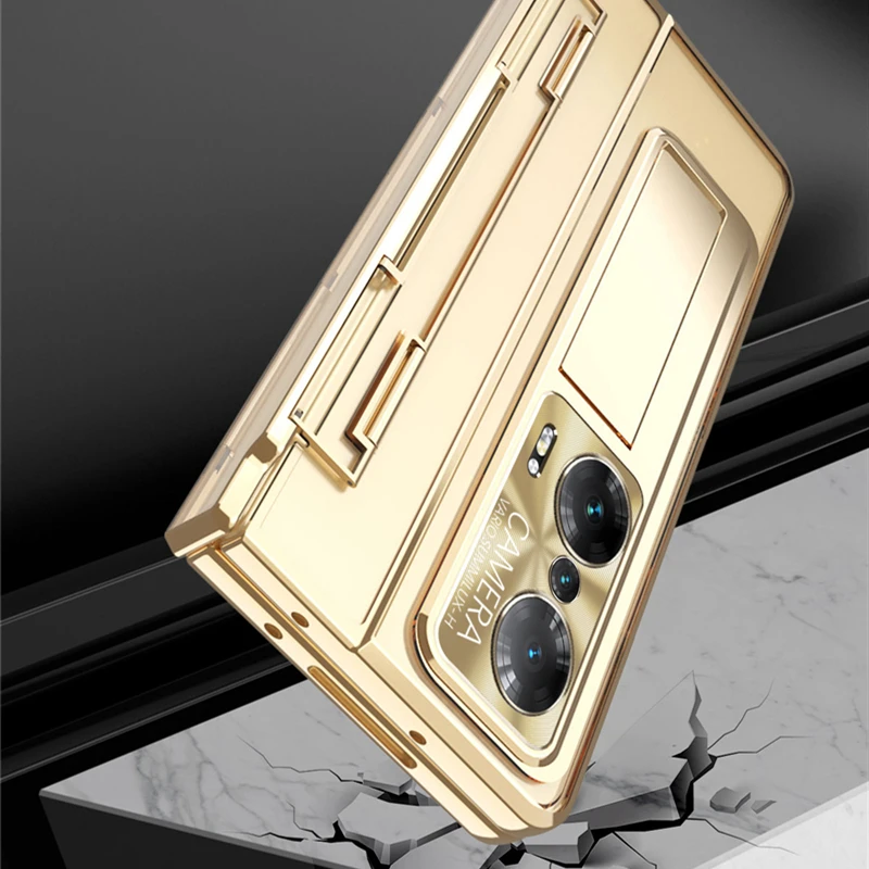 For Honor Magic VS V2 VS2 5G Case Plating Clear Hinge 360 Full protect Hard bracket Cover For Magic Vs Funda With Glass Flim