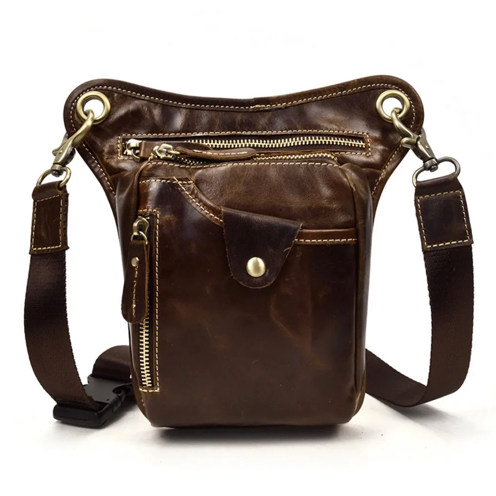 

Men's Genuine Leather Fanny Pack, Retro Cowhide Leg Casual Going Out Mobile Phone First Layercowhide Men's Bag, Gun Holster Bag.