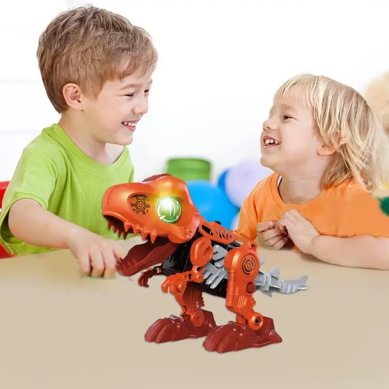 Walking Dinosaur Toy Roaring Dino Robot Interactive Electric Toys Light up Musical Dinosaur Assembly Toy Dinosaurs Model Toys