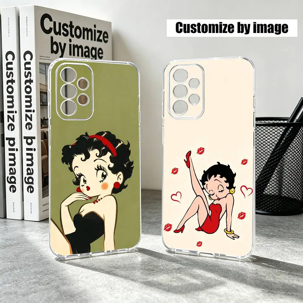 Cartoon Betty B-Boops  Phone Case Transparent Silicone Soft For Samsung S25,S24,S21,S22,S23,S30,Ultra,S20,Plus,Fe