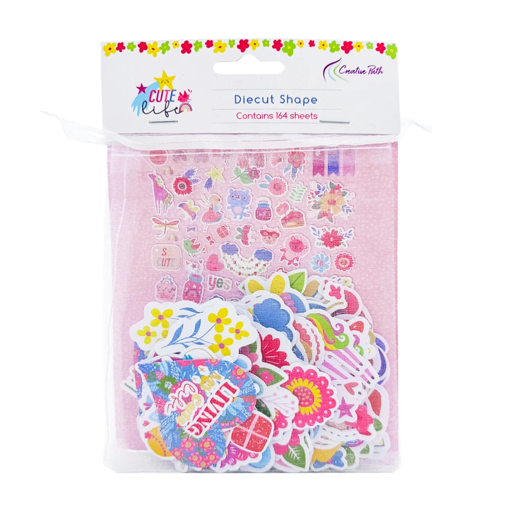 Creative Path 164 stuks Cute Life Scrapbooking Die Cuts Goudfolie Papier Die Cuts Ephemera Versieringen Voor Journaling Crafting