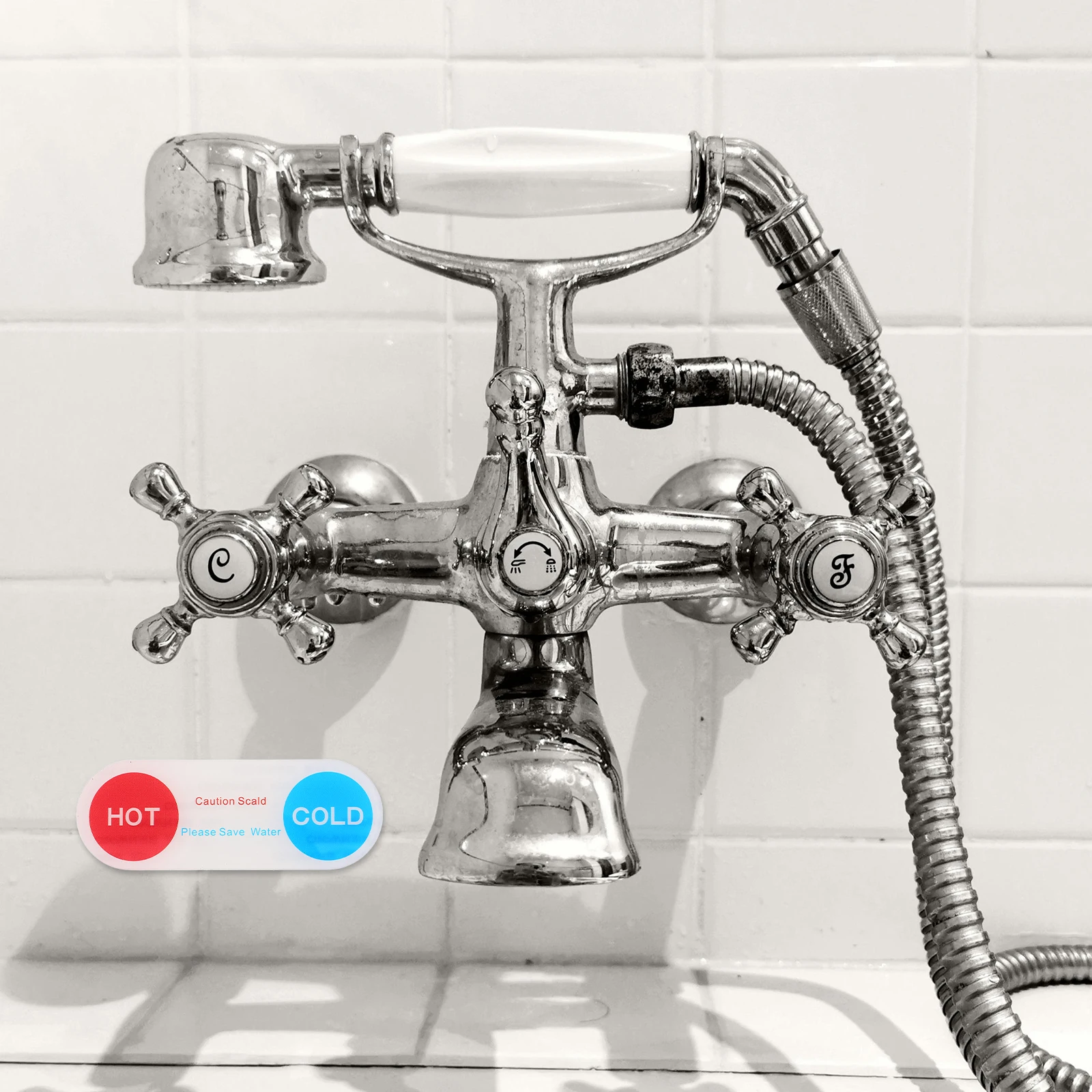 10Pcs Acrylic Water Faucet Indicator Signs Self Stick Hot and Cold Labels for Shower Sink Faucets Clear Hotel Bathroom Decals