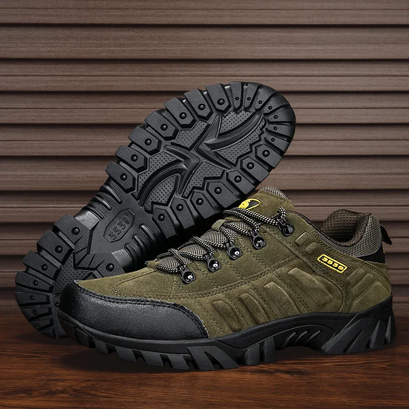 Comfortable Men Climbing Mountain Shoes Anti-slippery Male Trekking Sneakers Suede Leather Youth Cross-country Trainers